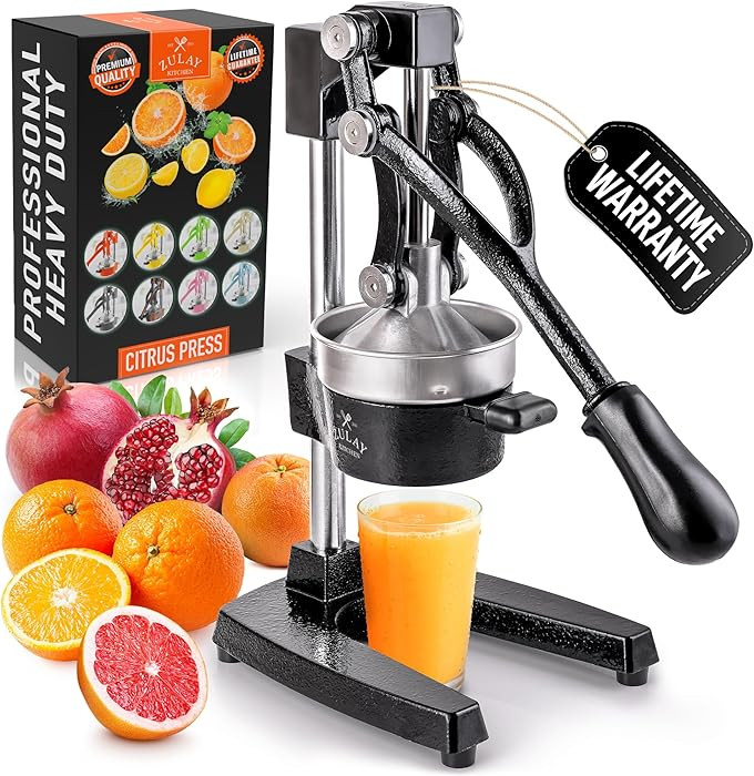 Zulay Kitchen Cast Iron Juicer - Heavy Duty Manual Juicer with Detachable Strainers for Easy Clea... | Amazon (US)