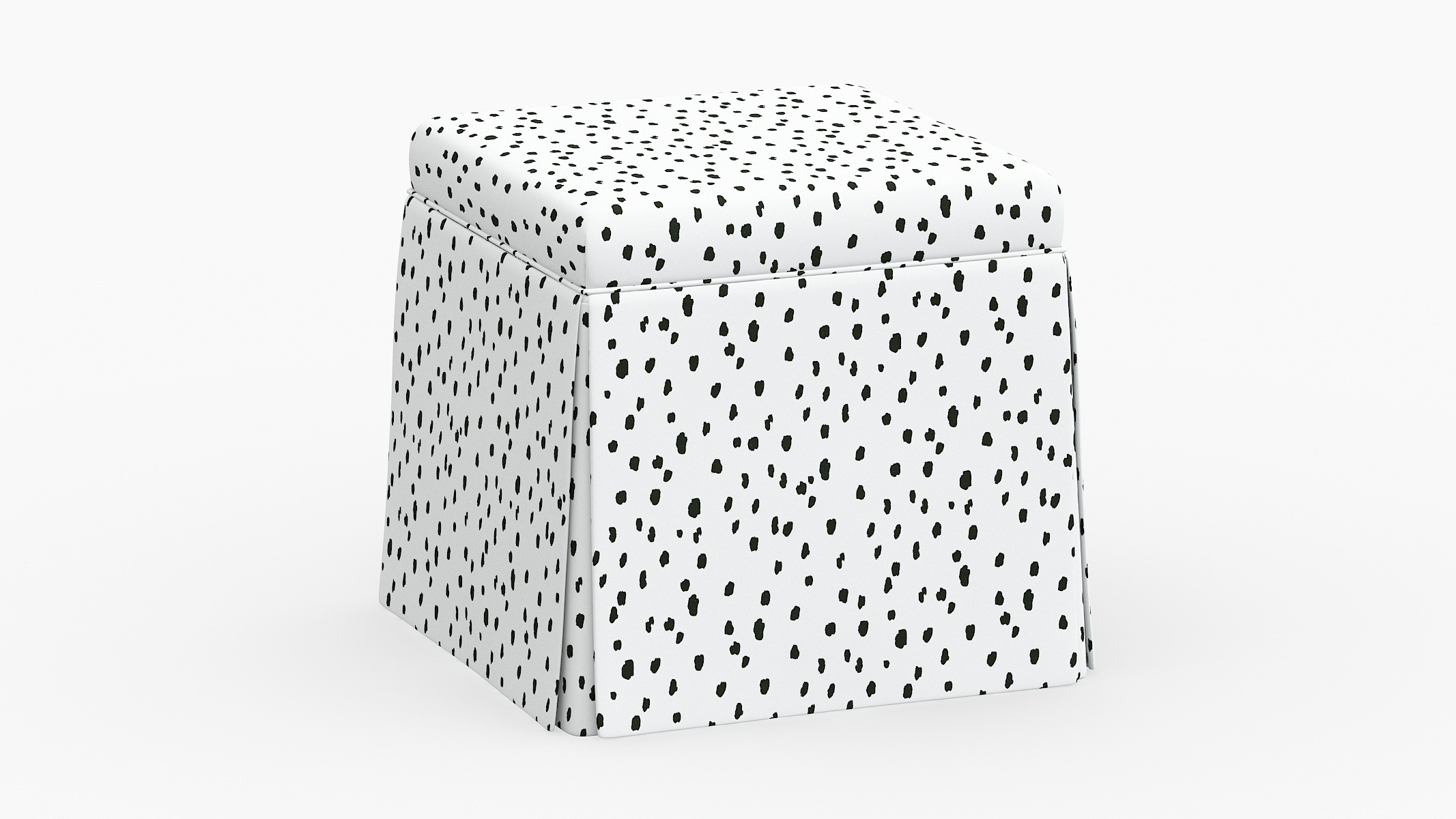 Skirted Storage Ottoman | Black Dalmatian | The Inside