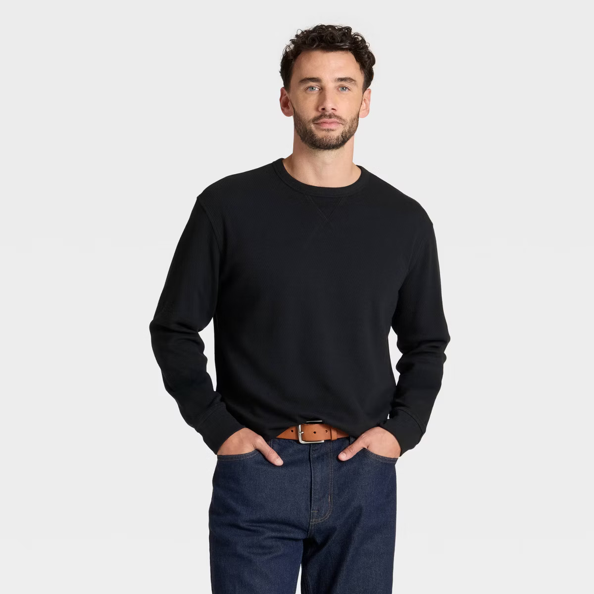 Men's Vintage Textured Crewneck Long Sleeve Shirt - Goodfellow & Co™ | Target