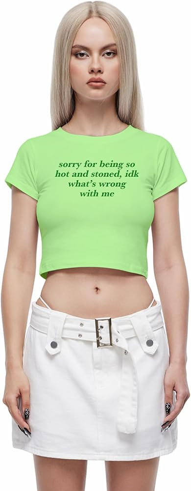 Y2K Baby Tees for Women -Sorry for Being Hot Funny Short Sleeve Crew Neck Crop Tops Going Out Top... | Amazon (US)