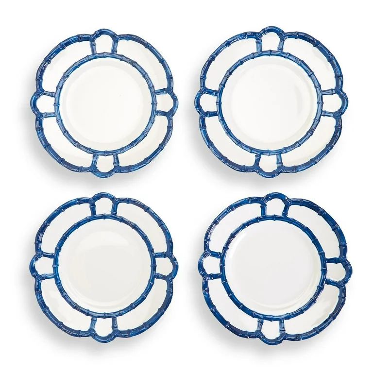 Two's Company Set of 4 Blue Bamboo Touch Dinner Plate - Walmart.com | Walmart (US)