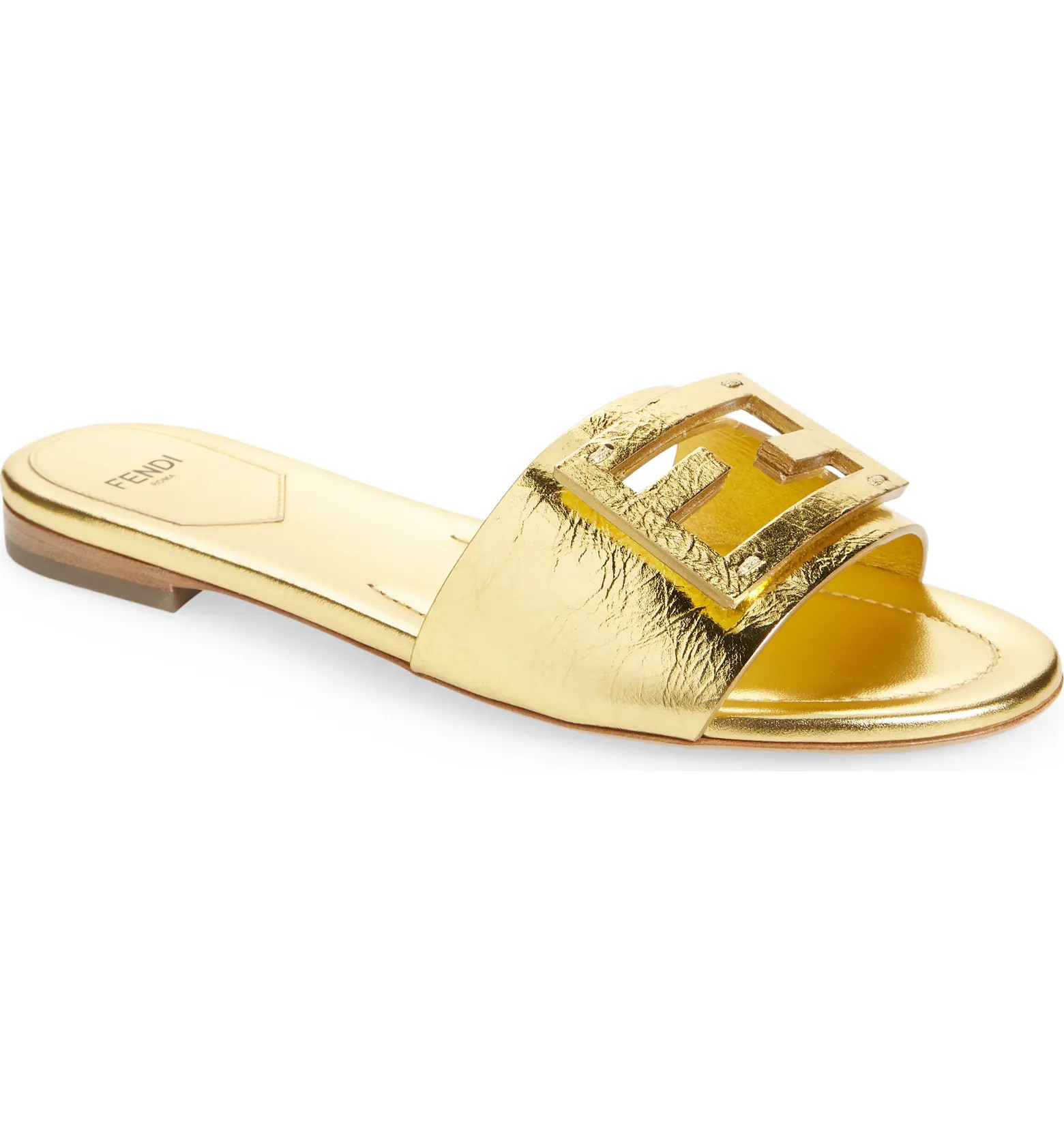 Fendi Baguette Metallic Slide Sandal | Nordstrom | Nordstrom