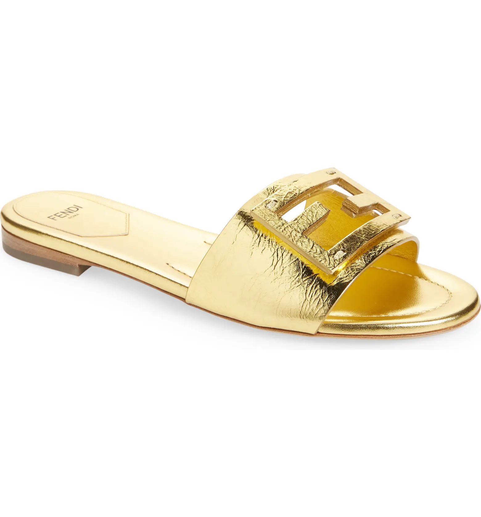 Fendi Baguette Metallic Slide Sandal | Nordstrom | Nordstrom