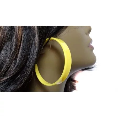 Large Yellow Hoop Earrings Thick Hoop Earrings 3 inch Hoops Pierced Earrings | Walmart (US)