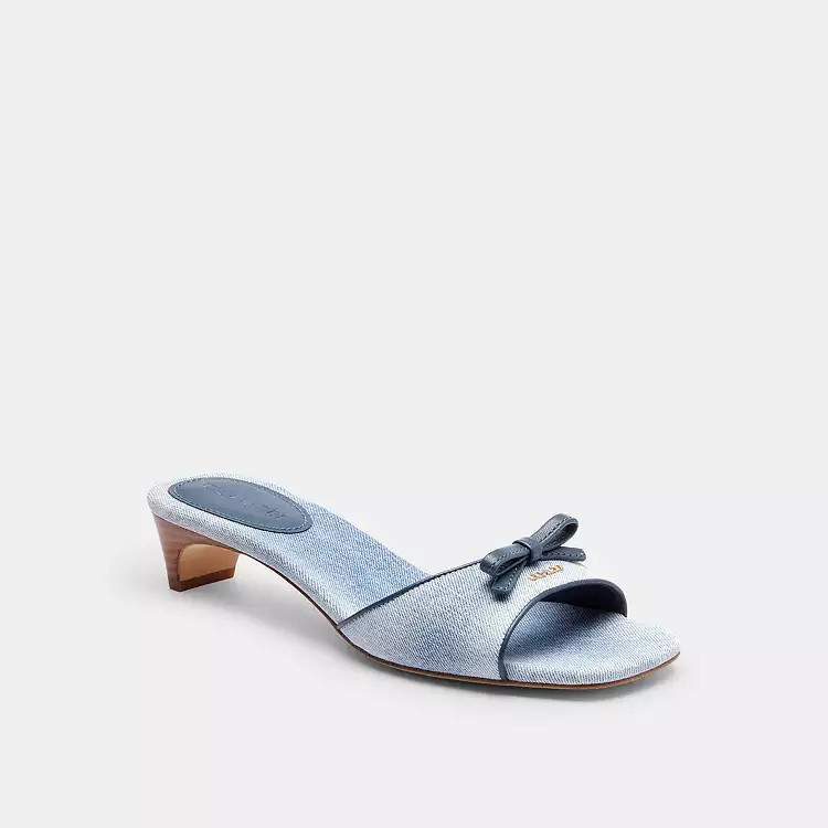 Bow Kitten Heel Sandal In Loved Denim | Other Shoes | Coach | COACH\u00ae | Coach (US)