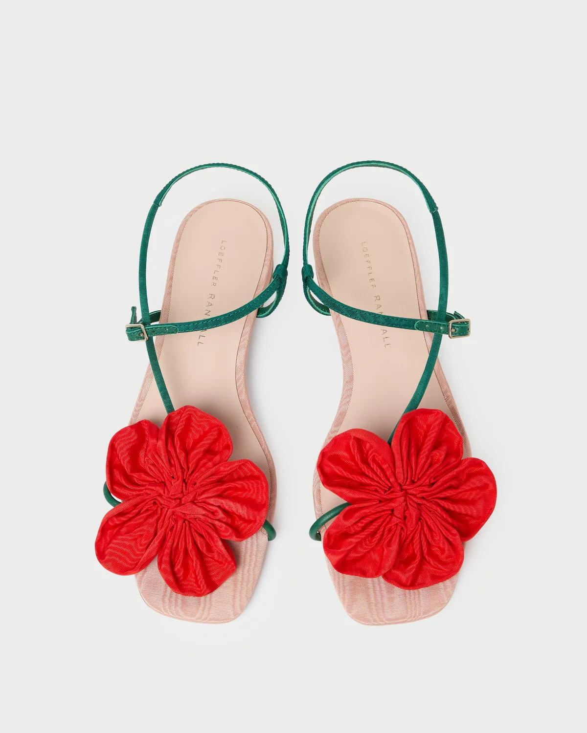 Genevieve Red/Green Moiré Flower Sandal | Loeffler Randall