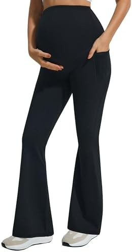 JOYSPELS Maternity Flare Leggings Over The Belly with Pockets – Soft, Comfortable Pregnancy Yog... | Amazon (US)