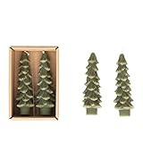 Creative Co-Op Unscented Tree Shaped Taper Candles, Evergreen, Boxed Set Of 2 | Amazon (US)