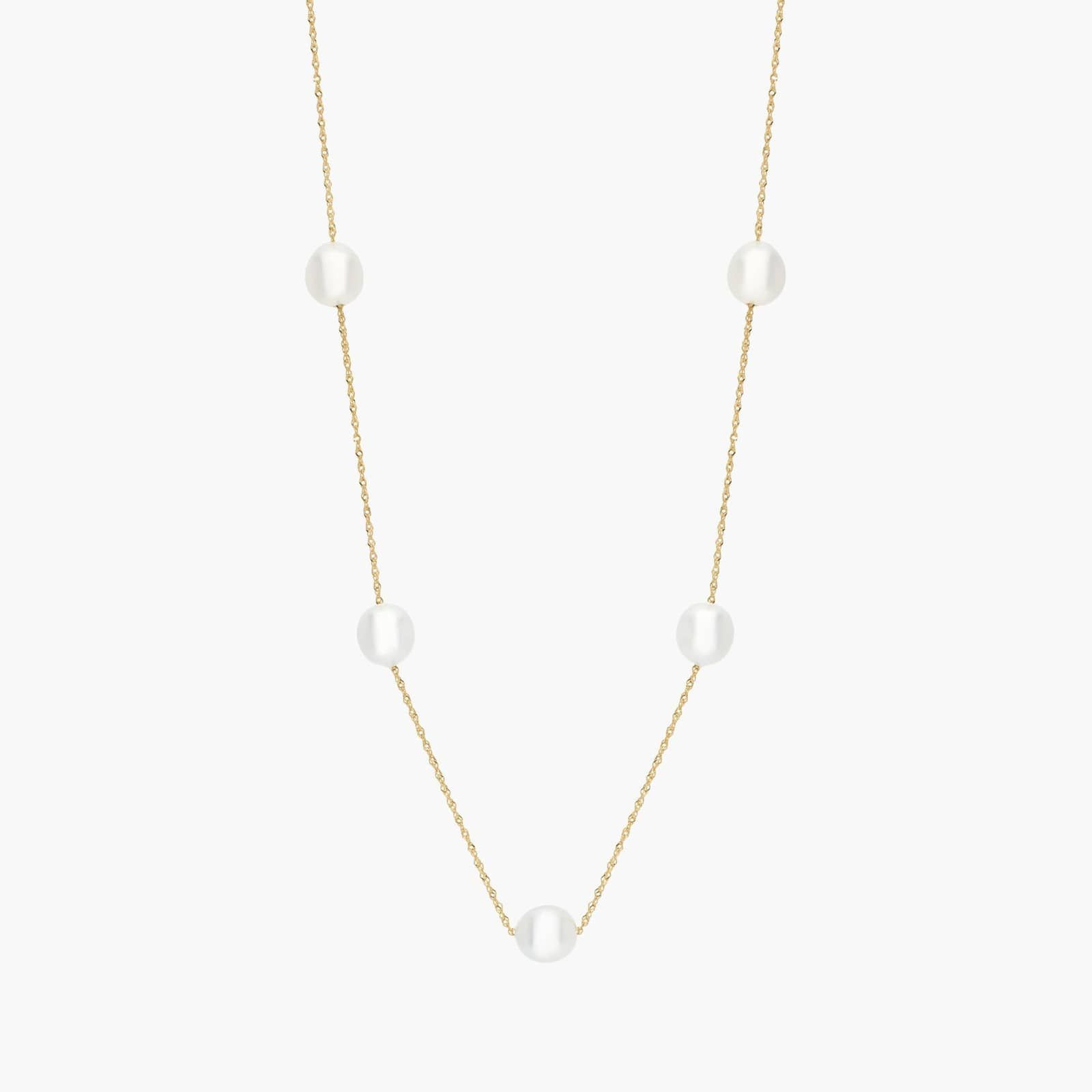 Five South Sea Pearl Station Necklace in 14K Yellow Gold (8.5-9mm) | Blue Nile