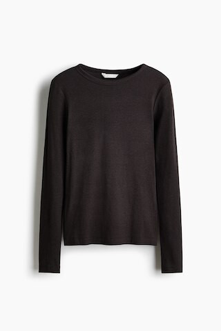 H & M - Ribbed cotton-blend top - Brown | H&M (UK, MY, IN, SG, PH, TW, HK)