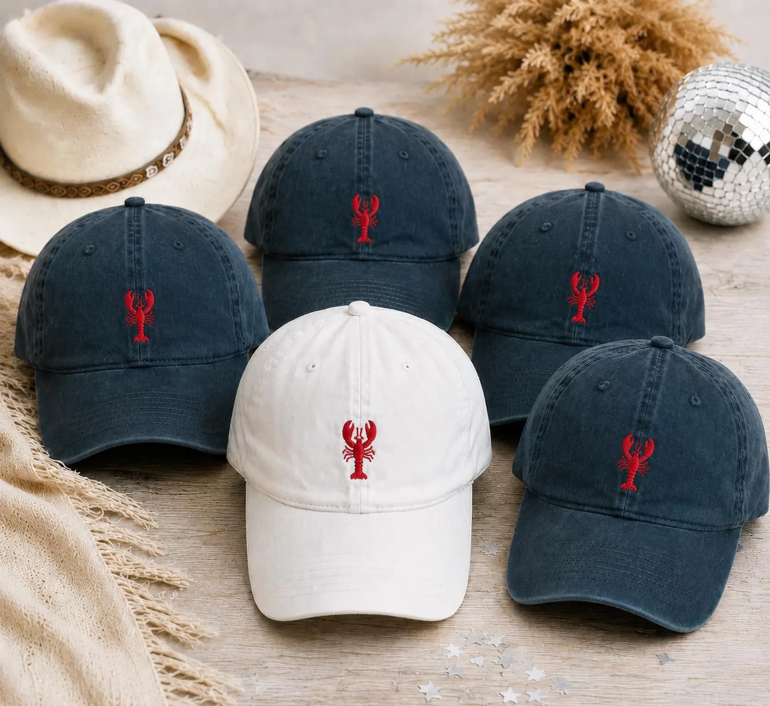 Custom Lobster Hat Coastal Embroidered Cap Beach Vacation Dad Hat New England Nautical Gift Summe... | Etsy (Global)