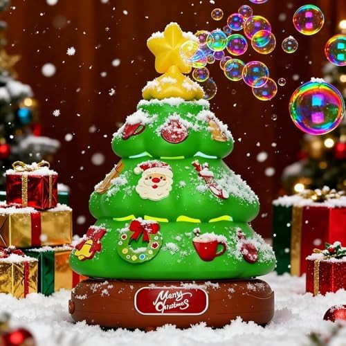 Christmas Tree Bubble Machine,Rotating Light Up Music Box, Rechargeable Christmas Decoration & Bu... | Amazon (US)