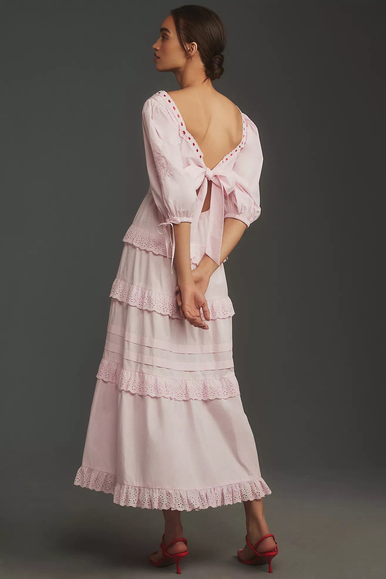 Damson Madder Rebecca Bow-Back Midi Dress | Anthropologie (US)