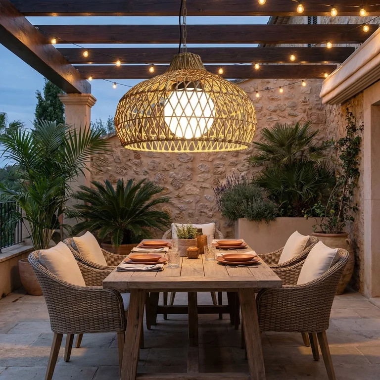 LittleGlovo Outdoor Pavilion Rattan Chandelier Homestay Restaurant Garden Decor Waterproof Lighti... | Walmart (US)