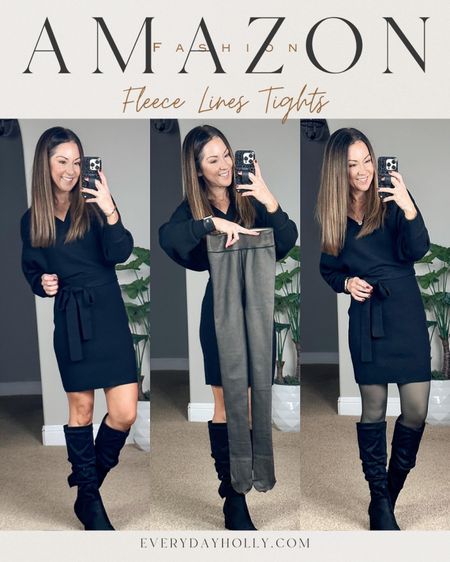 Cyber Monday Sale!! 🔥Fleece lined tights! They are amazing! I am wearing the Congmingmao brand, but there are a lot to choose from. they are one size fits all they fit me. I'm 5'1", 110lbs. Sweater dress is size xs and i linked similar boots to mine. Winter style tip | winter outfit |


#LTKsalealert #LTKfindsunder50 #LTKCyberWeek