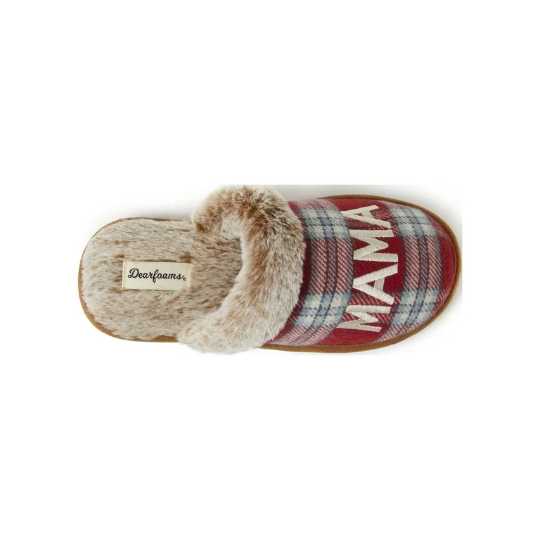Dearfoams  Women's Mama Bear Red Plaid Scuff Slippers | Walmart (US)