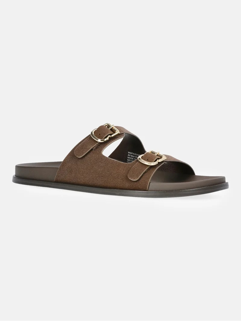 Free Assembly Women's Double Strap Footbed Slide Sandals | Walmart (US)