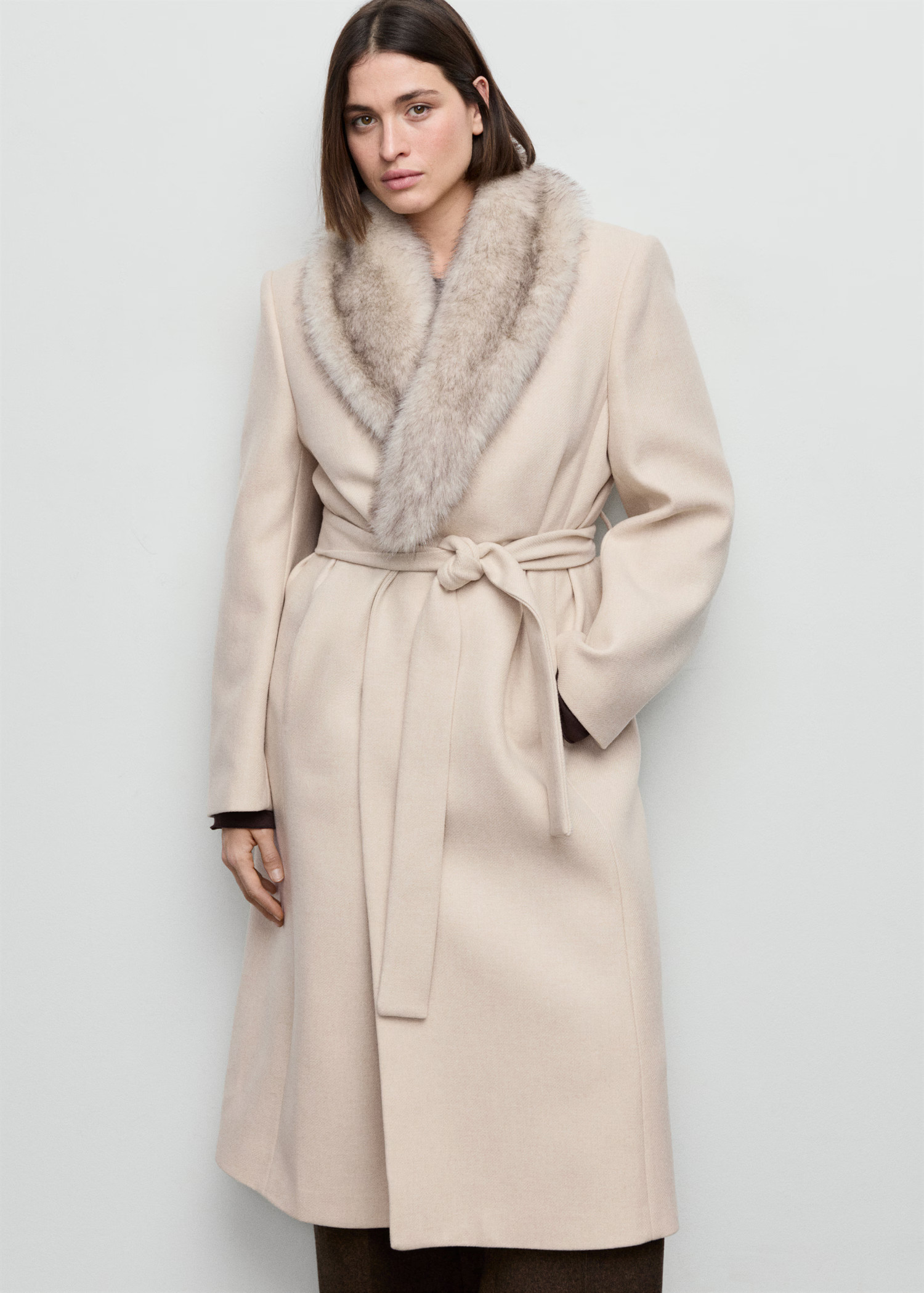 Manteco wool coat with fur collar - Women | MANGO USA | Mango (US/MX/AU)
