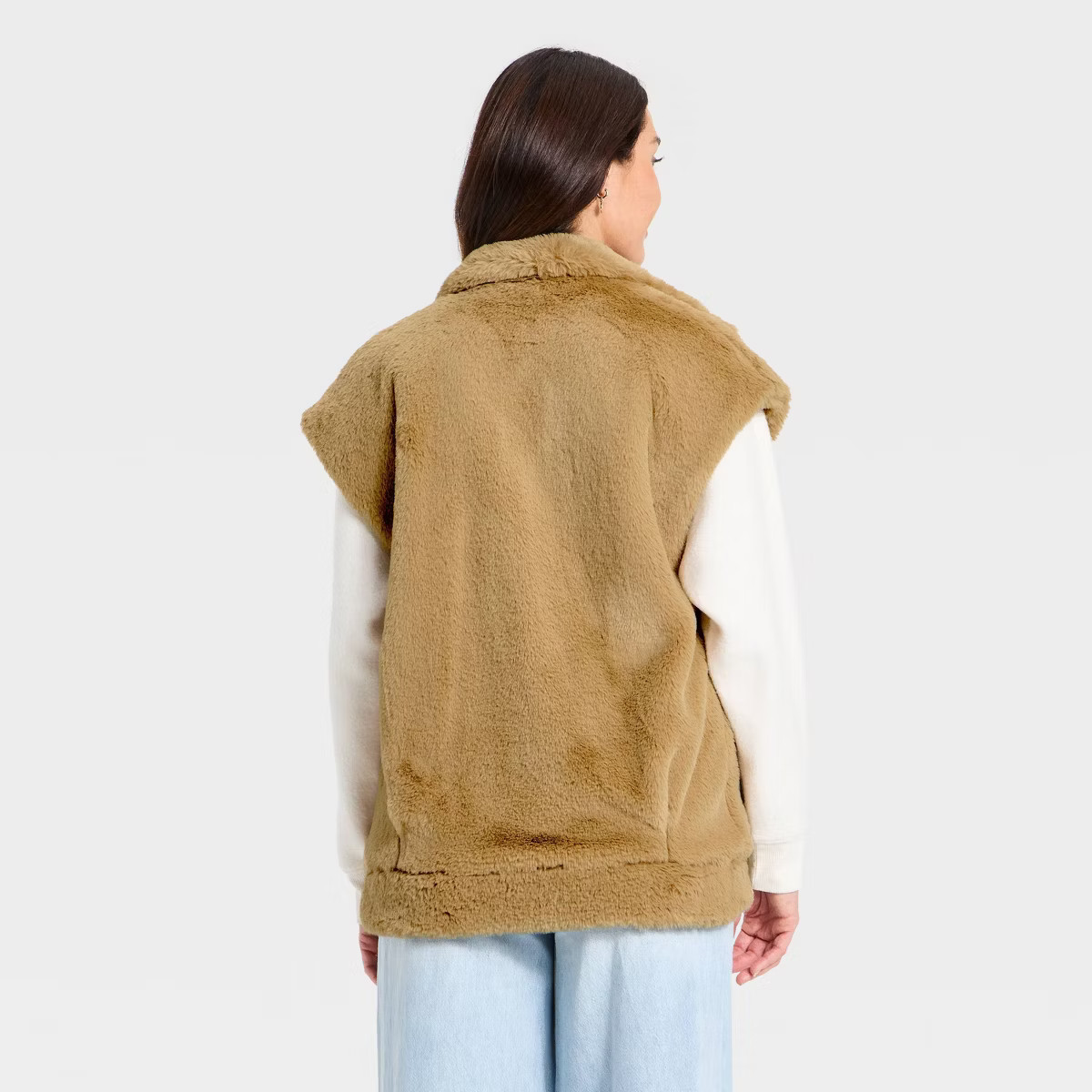 Women's Faux Fur Vest - Universal Thread™ Tan L | Target