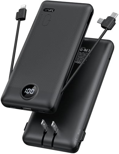 Portable Charger,Power Bank Built-in Cables and AC Wall Plug,VRURC USB C Portable Bank 10000mAh,T... | Amazon (US)