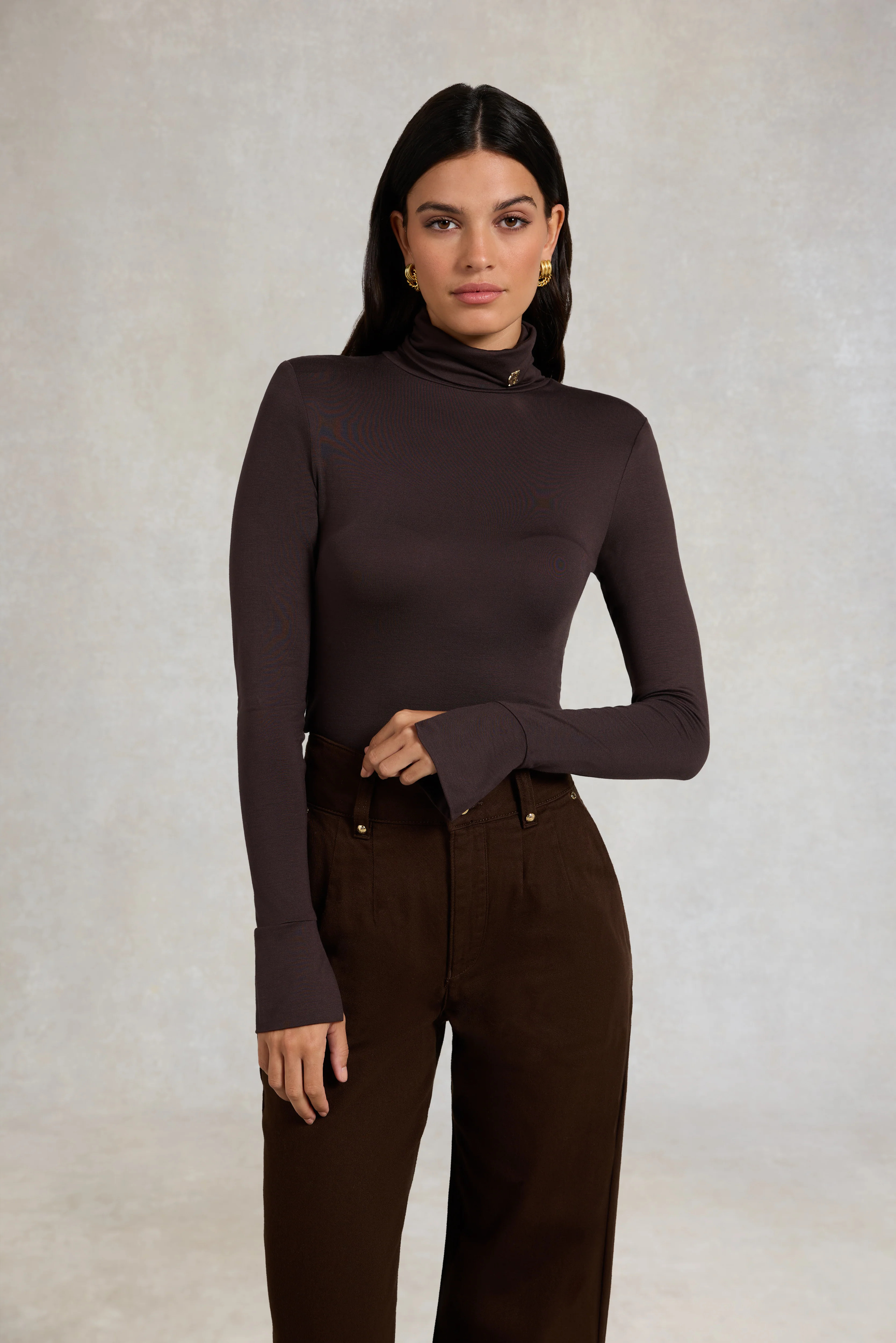 Lucy Essential Roll Neck (Chocolate) | Holland Cooper