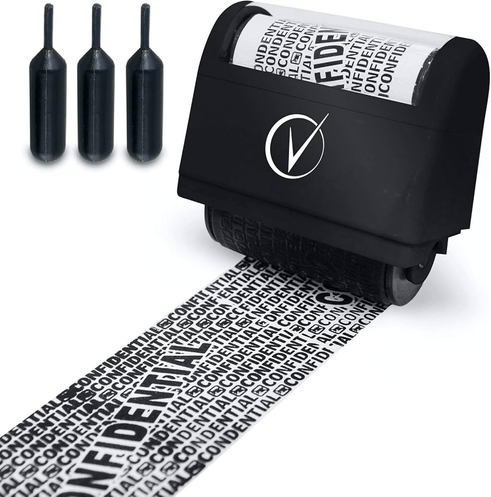 Identity Theft Protection Roller Stamps Wide Kit, Including 3-Pack Refills - Confidential Rolle... | Amazon (US)