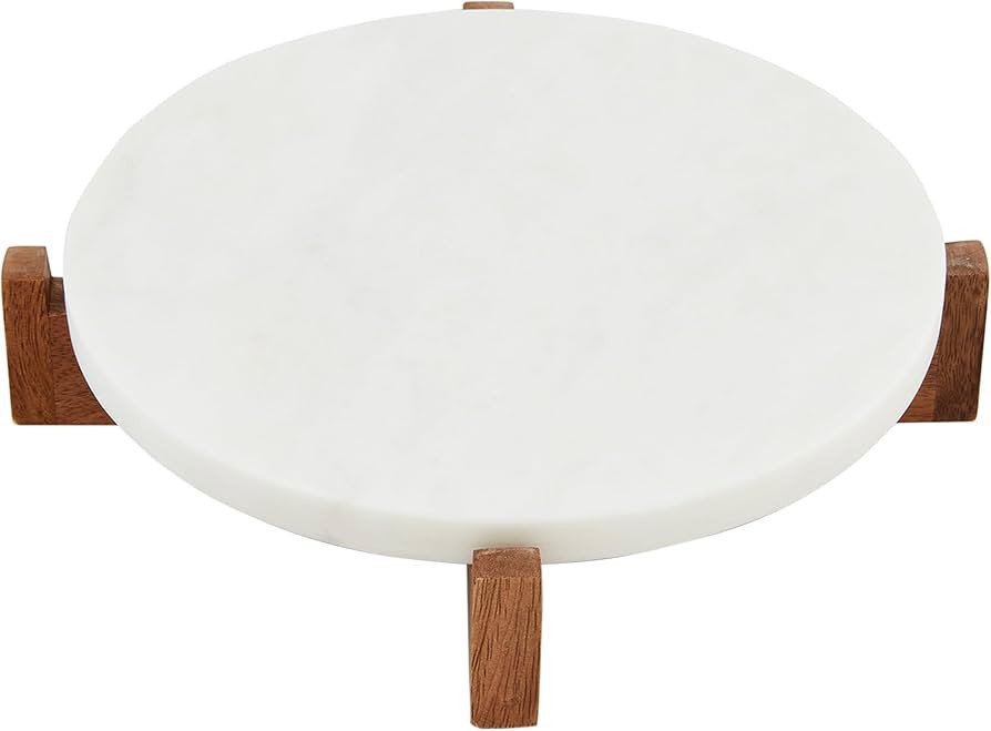 Mud Pie White Wood Marble Pedestal, 2" x 8 1/2" dia | Amazon (US)