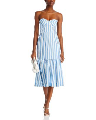 AQUA Stripe Bustier Midi Dress - Exclusive  | Bloomingdale's Women | Bloomingdale's (US)