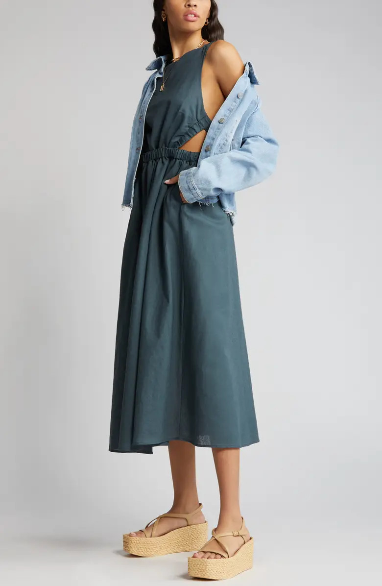 Open Back Linen & Cotton Apron Dress | Nordstrom