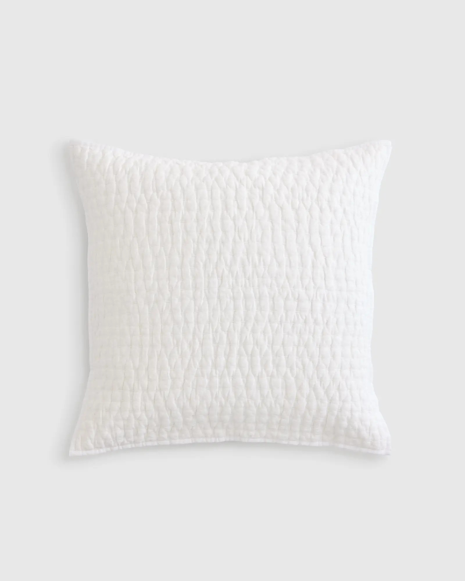 European linen cotton stitch Quilted Euro Sham in White | Quince