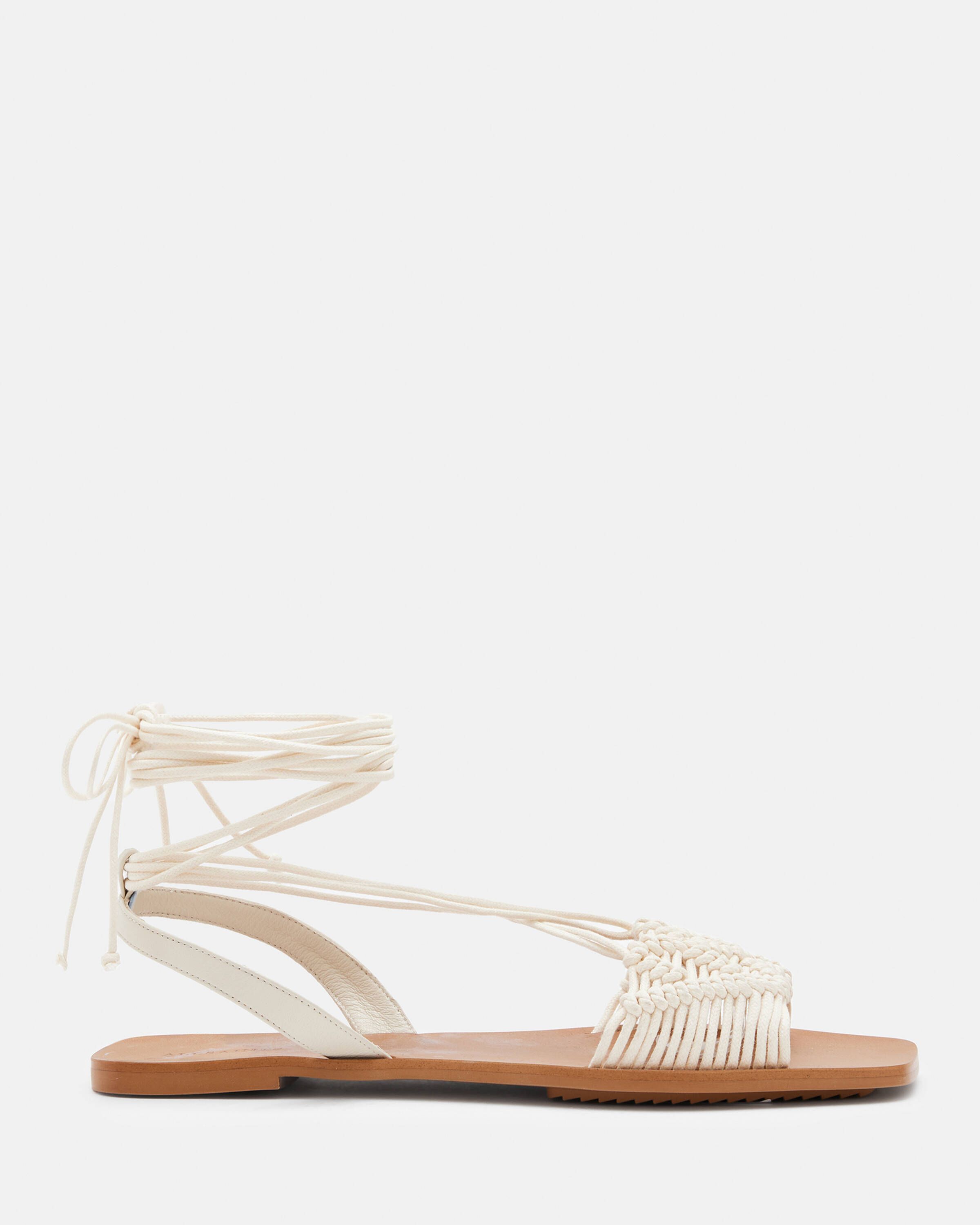 Donna Leather Rope Strappy Sandals Chalk White | ALLSAINTS | AllSaints UK