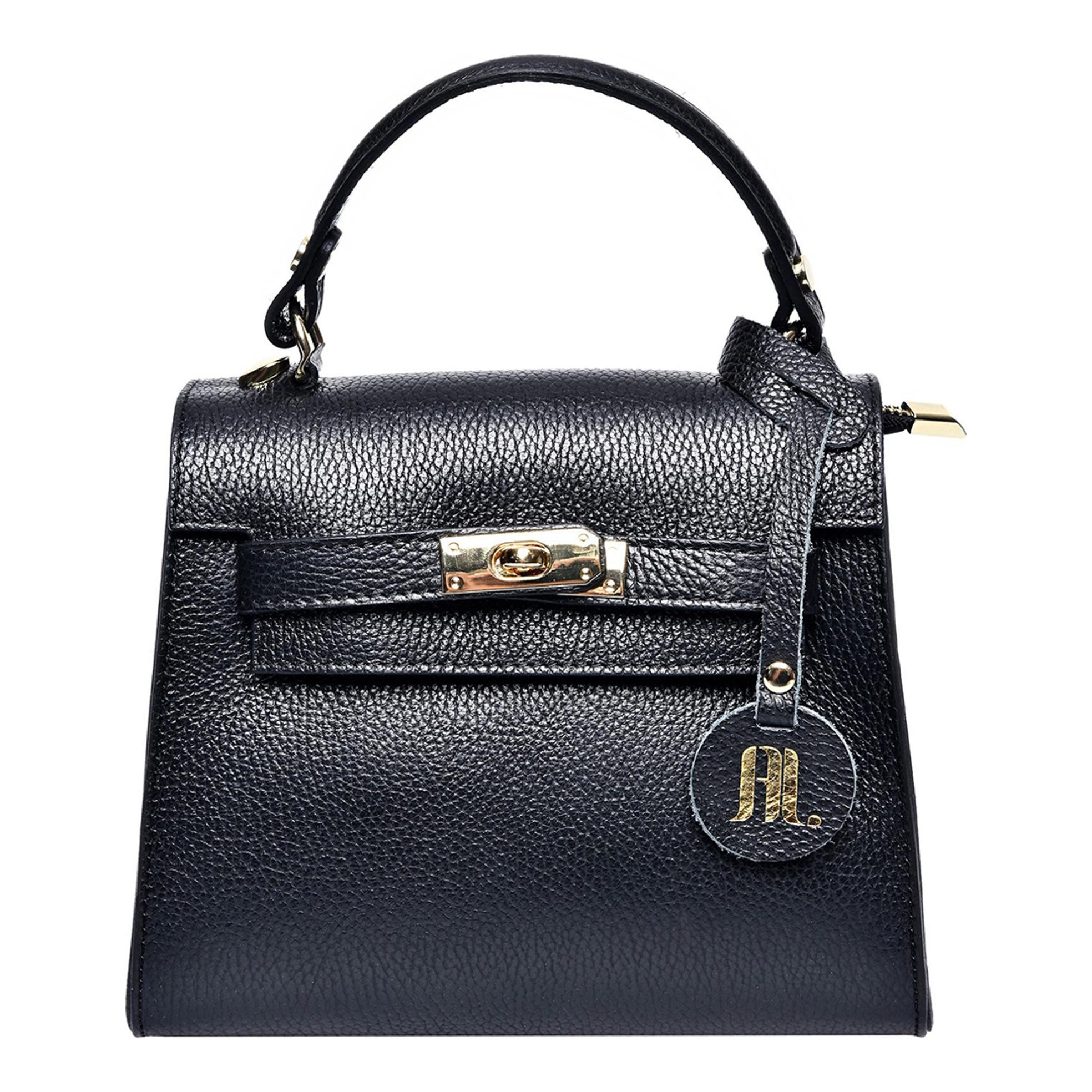 Black Leather Top Handle Bag | BrandAlley