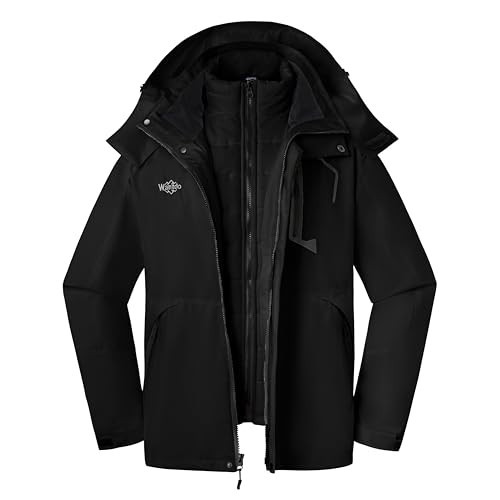 wantdo Men's Waterproof Ski Clothing Warm Snow Coats Winter Coat Windbreaker Black L | Amazon (US)