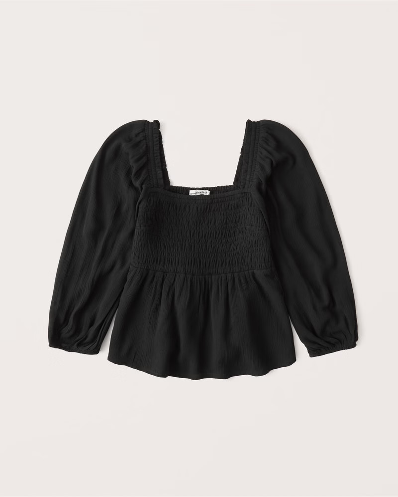 3/4 Sleeve Smocked Top | Abercrombie & Fitch (US)