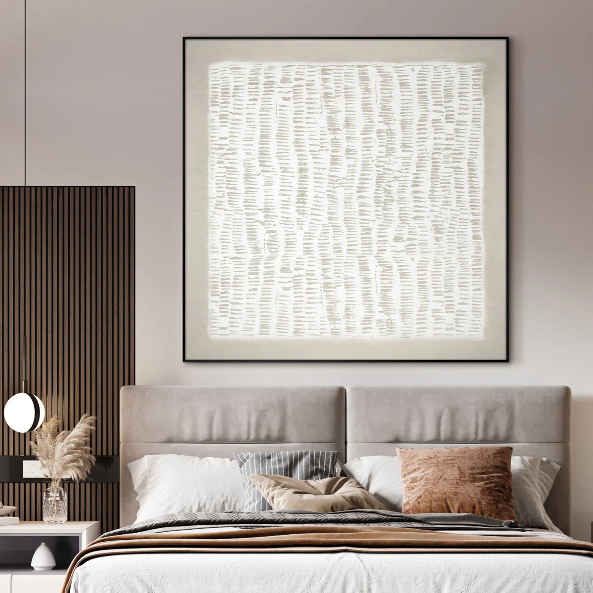Extra Large Wall Art Fabric Print - Neutral Abstract Line Design Illustrations Artwork Decor for ... | Wayfair North America