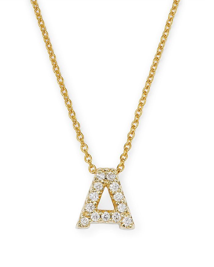 Roberto Coin 18K Yellow Gold and Diamond Initial Love Letter Pendant Necklace, 16" | Bloomingdale's (US)
