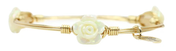 The Mini Rose Bangle Bracelet - White | Bourbon and Boweties