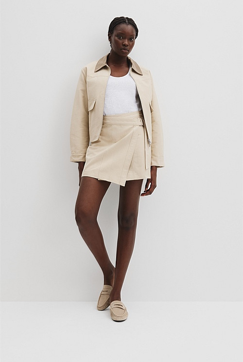 Organically Grown Cotton Wrap Mini Skirt | Country Road