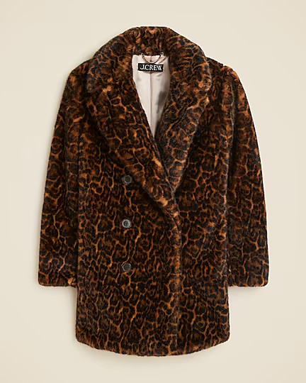 Faux-fur peacoat in leopard print | J. Crew US