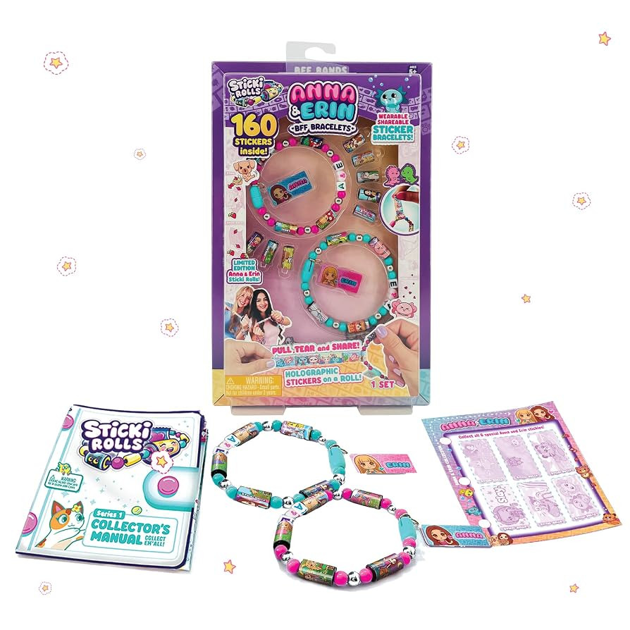 Sticki Rolls Anna & Erin BFF Pack – Wearable Friendship Bracelets with 160+ Stickers | Collect ... | Amazon (US)