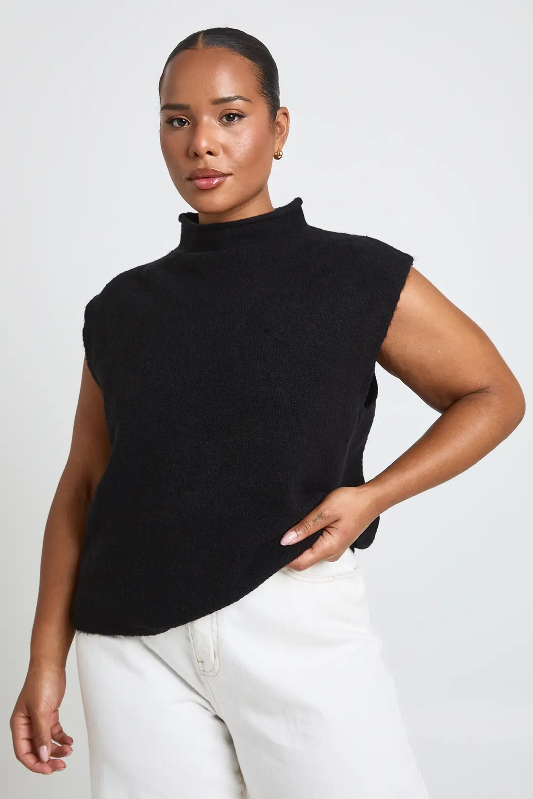Black Plus Soft Knit Funnel Neck Top | Boohoo USA | boohoo (US & Canada)