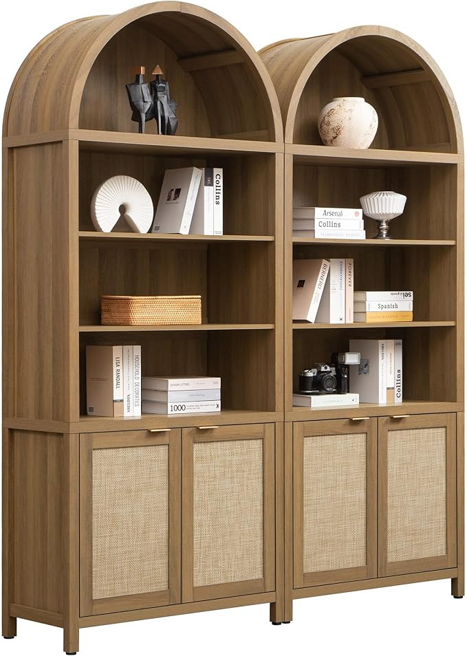 SICOTAS Book Shelf Arched Cabinet Bookshelf Arch 84.2" Tall Bookcase 5 Tier Large Bookshelves wit... | Amazon (US)