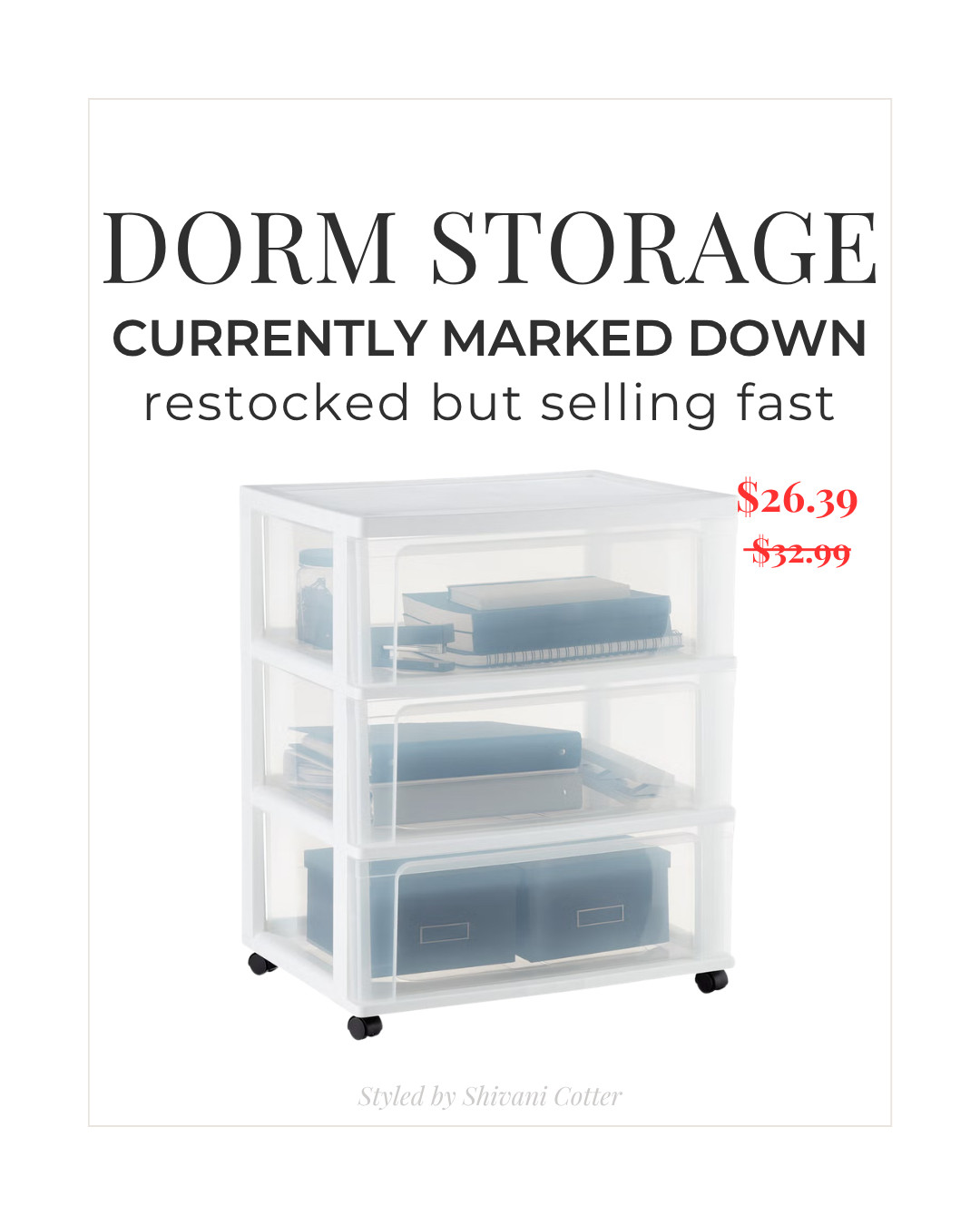 DORM ROOM | UNDER BED STORAGE 

This under bed dorm storage is one of those college move in essentials that always sells out fast. Perfect for dorm room organization, small space storage, extra clothes, towels, snacks, school supplies, and everything you need tucked away but easy to reach.

Grab it while it’s available and at such a great price!

Dorm Storage | Under Bed Storage | Dorm Move In Find | College Dorm Essential | Dorm Organization Must Have 

 #LTKHome