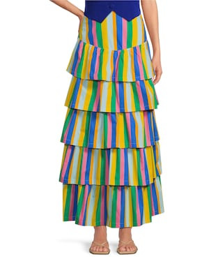 Sugarlips Stripe Print High Waisted Tiered Maxi Skirt | Dillard's | Dillard's