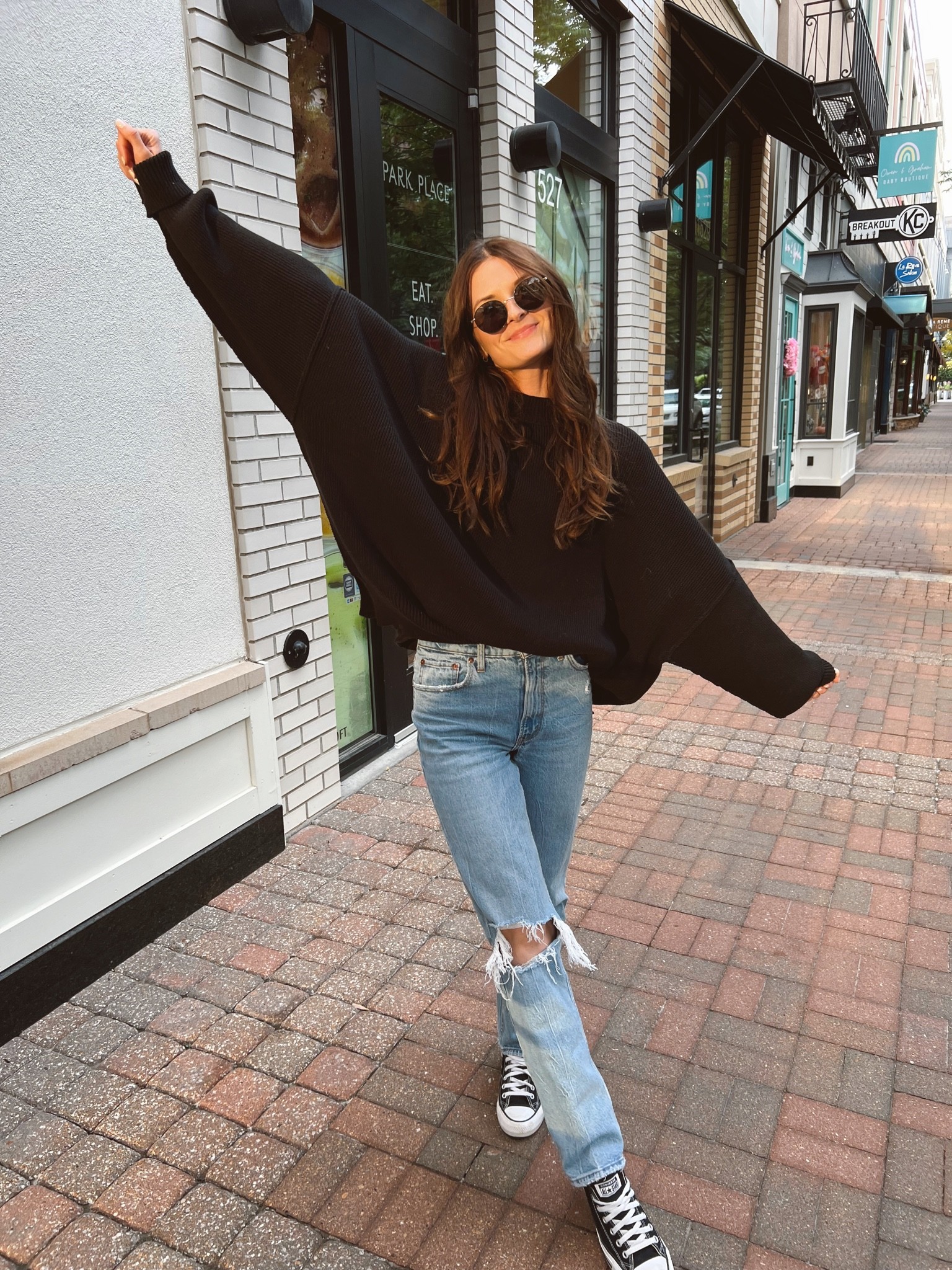 This sweater is on sale in black & white! One of my favorites! Fits oversized, I’m wearing an xs 
Sized down in jeans & wearing the regular length 

#LTKSeasonal #LTKsalealert