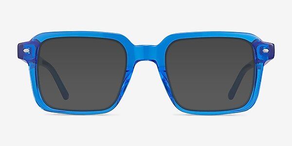 Nat - Square Crystal Blue Frame Prescription Sunglasses | Eyebuydirect | EyeBuyDirect.com