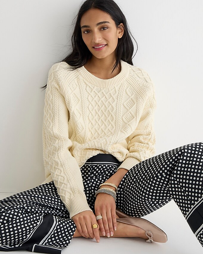 Cotton cable-knit sweater | J. Crew US