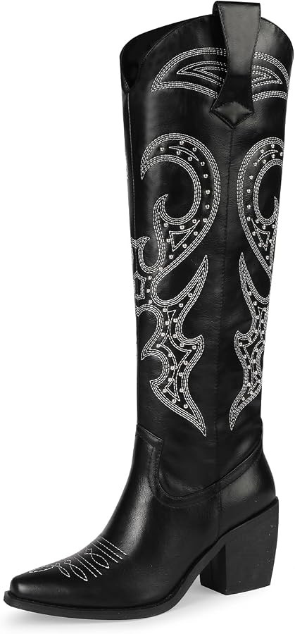 wetkiss Cowboy Boots for Women Knee High, Cowgirl Boots Women Rhinestone Comfort Fashion Tall Spa... | Amazon (US)