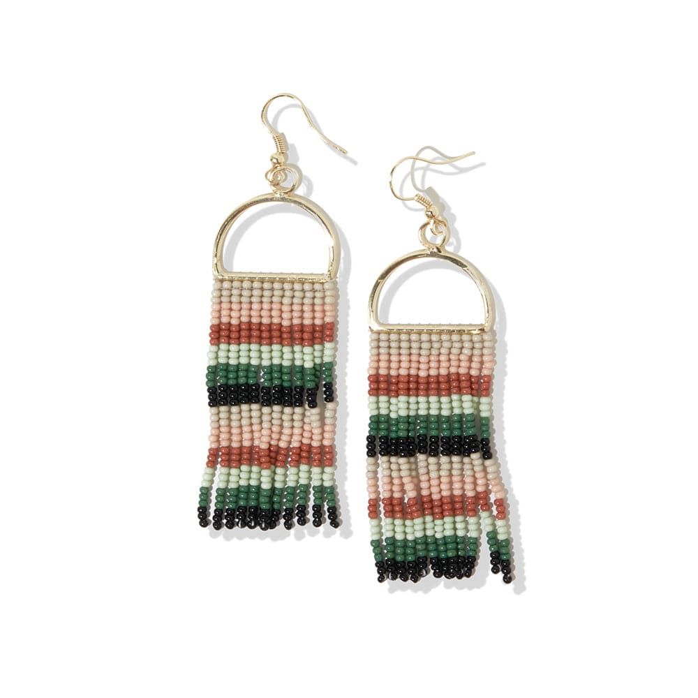 Allison Horizontal Stripe Beaded Fringe Earrings Desert | INK+ALLOY