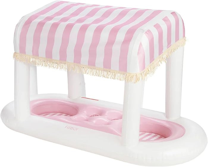 FUNBOY Giant Floating Pink Cabana Stripe Drink Station, Removable Fabric Shade with Fringe, Perfe... | Amazon (US)